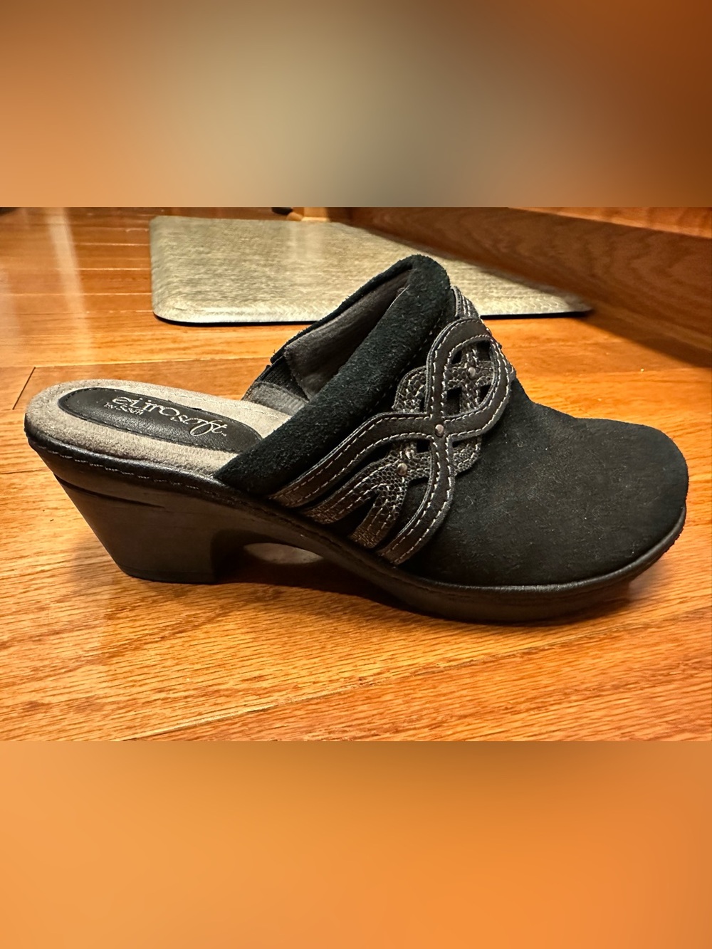 Eurosoft by Sofft Black Suede Slip-On Clog - Comfortable Women's Mule
